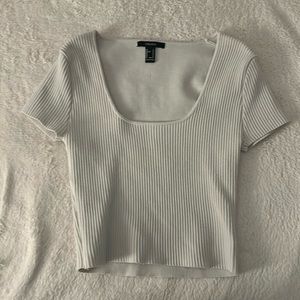 White Square Neck Top